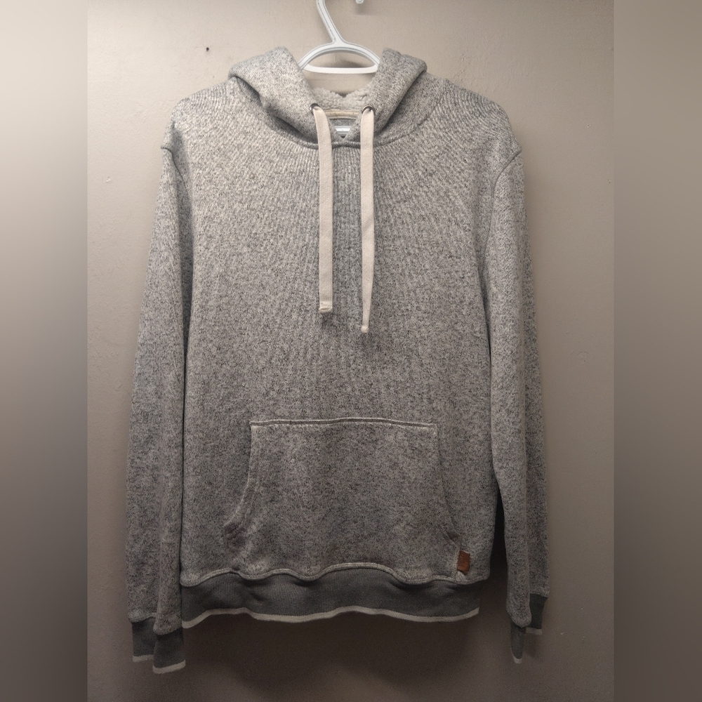Cabin fever gray cozy hoodie men's large toned trim